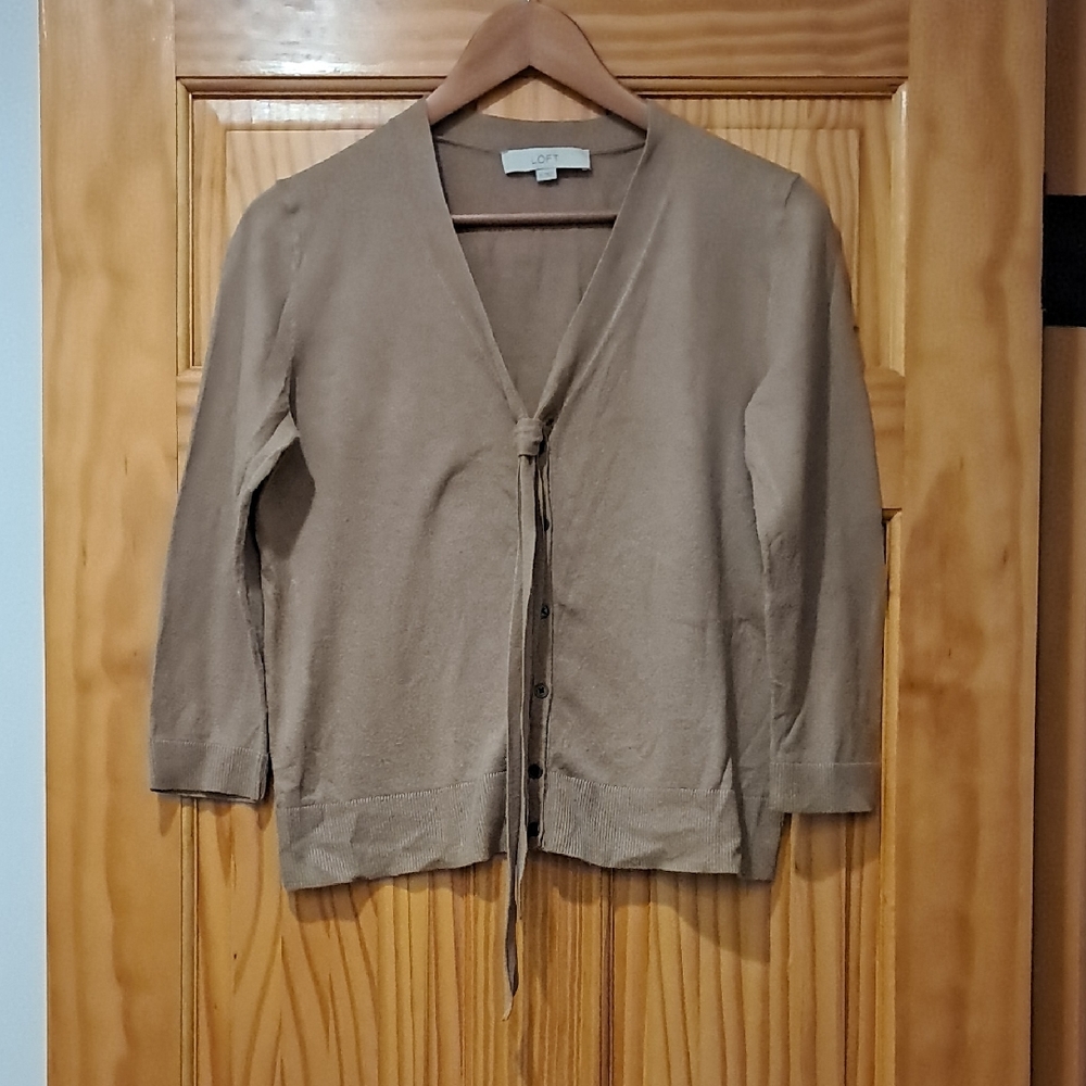 Loft Women's Tan Tie-Front Cardigan Jacket
